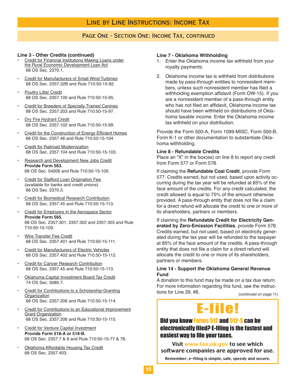 Oklahoma Corporation Income and Franchise Tax Forms and Instructions - Oklahoma, Page 10