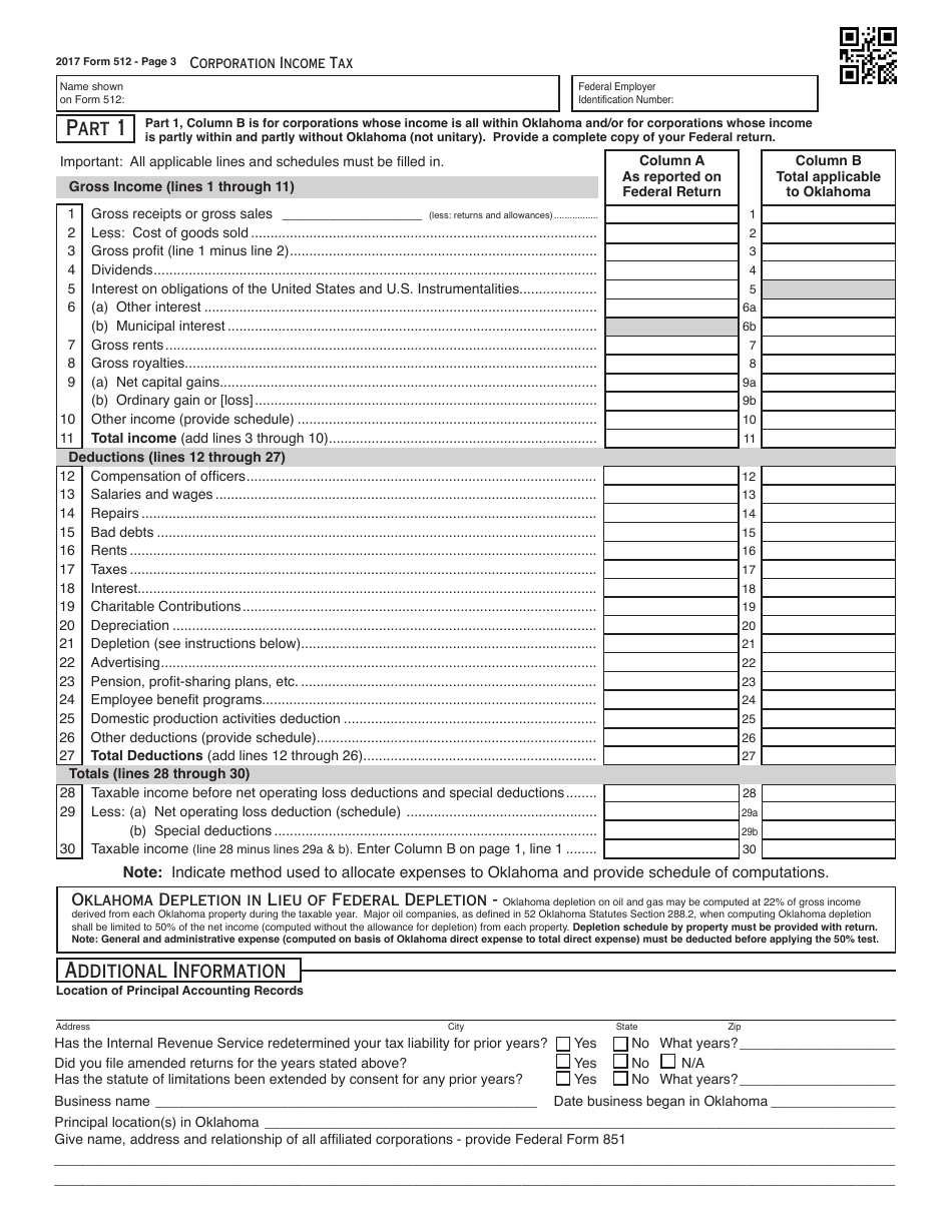 Oklahoma Corporation Income and Franchise Tax Forms and Instructions - Oklahoma, Page 18
