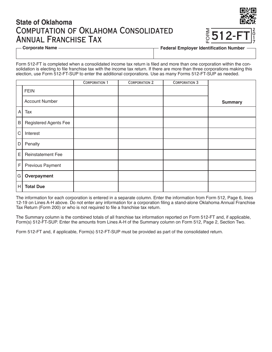 2017 Oklahoma Oklahoma Corporation and Franchise Tax Forms and Instructions Fill Out