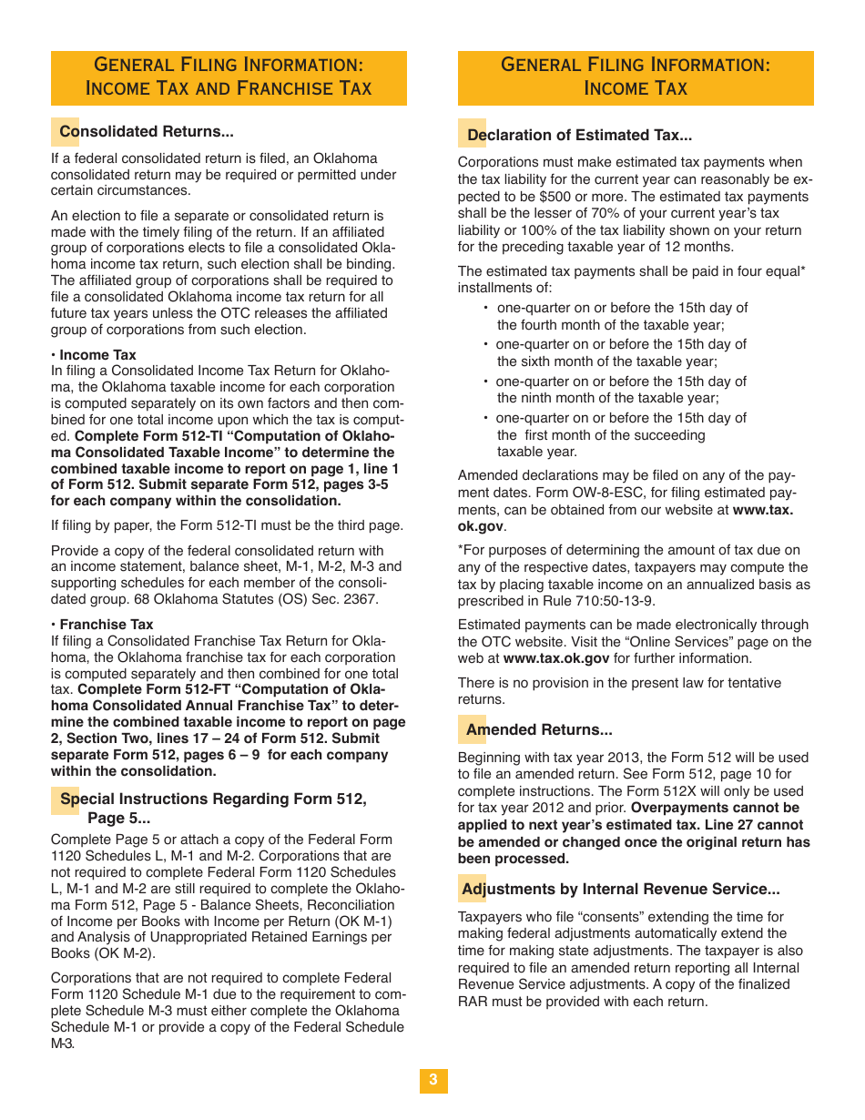 2017 Oklahoma Oklahoma Corporation and Franchise Tax Forms and Instructions Fill Out