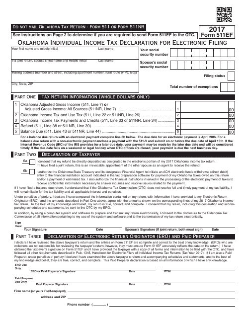 OTC Form 511EF 2017 Printable Pdf