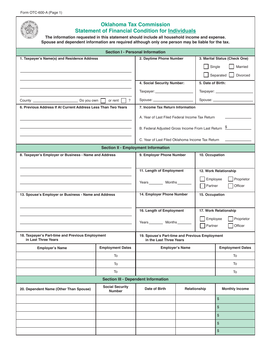 Packet S - Application for Settlement of Tax Liability - Oklahoma, Page 11