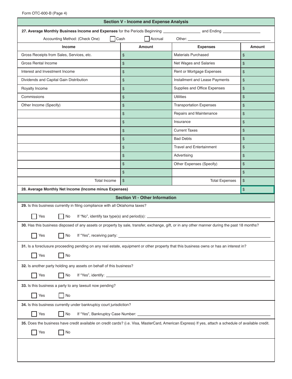 Packet S - Application for Settlement of Tax Liability - Oklahoma, Page 20