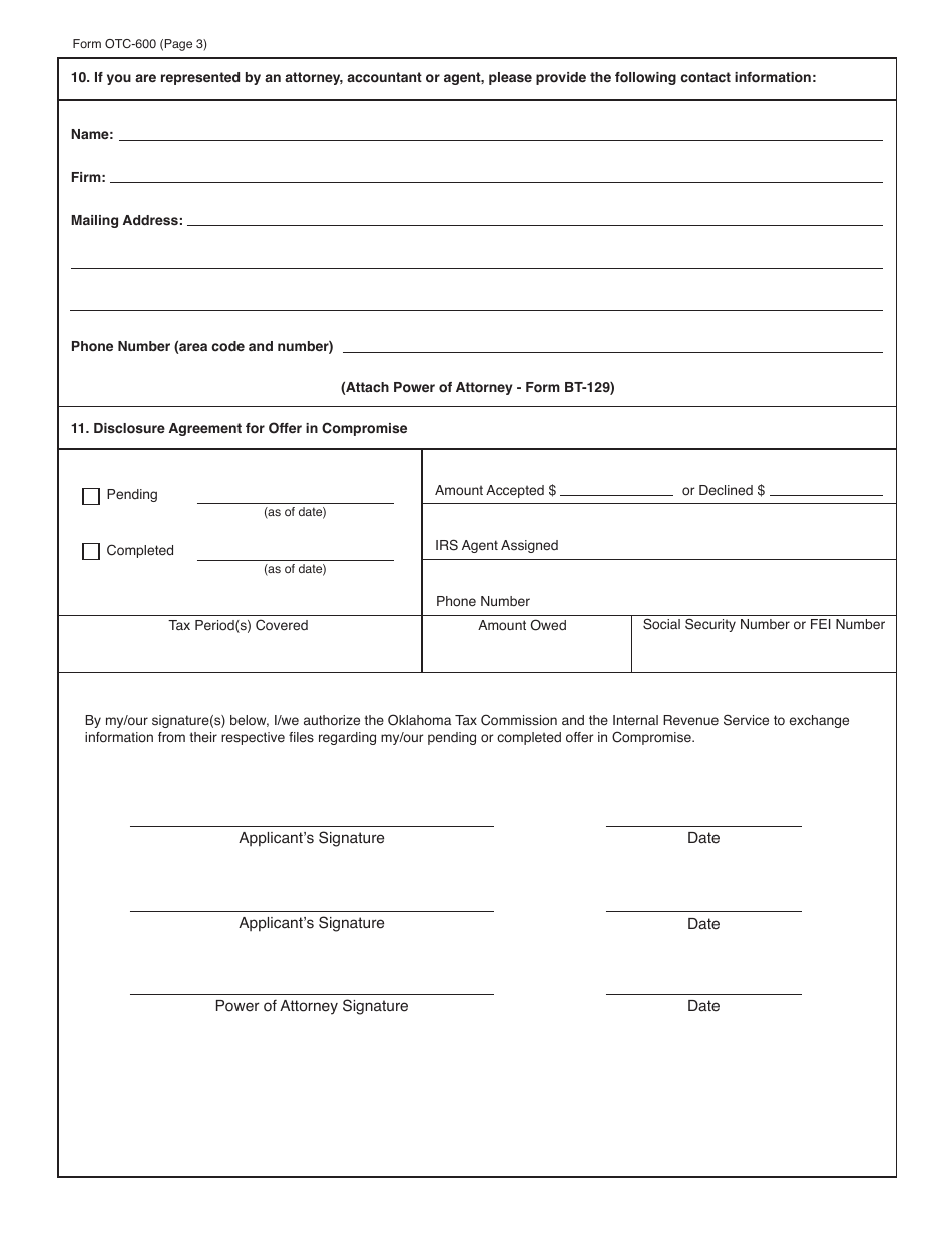 Oklahoma Packet S - Application for Settlement of Tax Liability ...