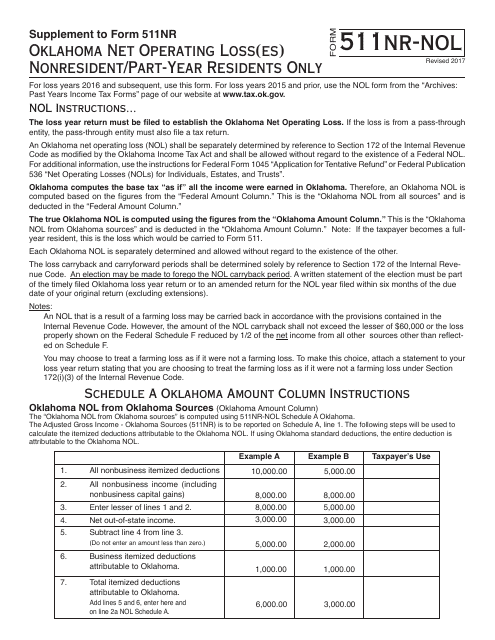 OTC Form 511NR-NOL  Printable Pdf