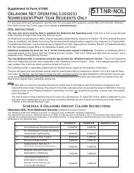 OTC Form 511NR-NOL Oklahoma Net Operating Loss(Es) Nonresident/Part-Year Residents Only - Oklahoma