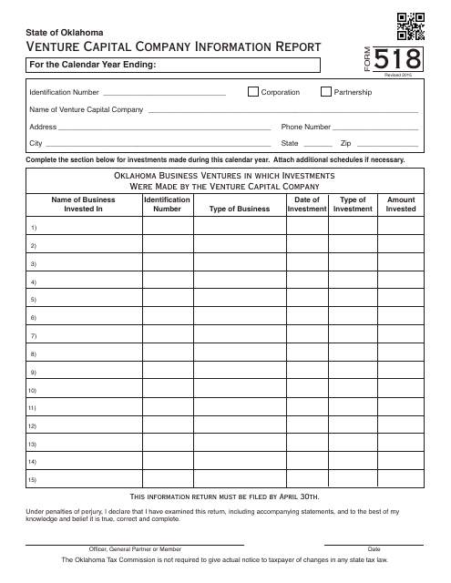 OTC Form 518  Printable Pdf