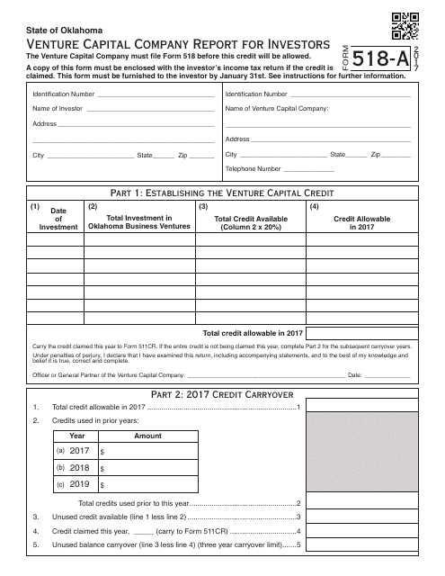 OTC Form 518-A 2017 Printable Pdf