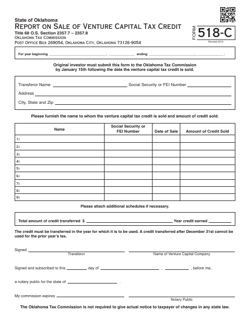 OTC Form 518-C  Printable Pdf