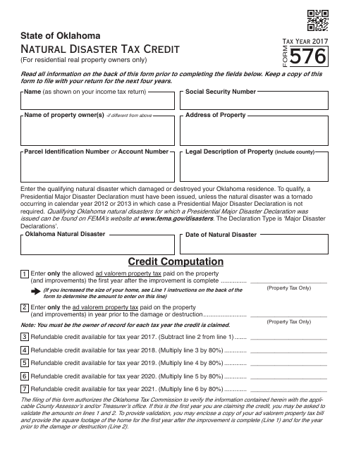 OTC Form 576 2017 Printable Pdf