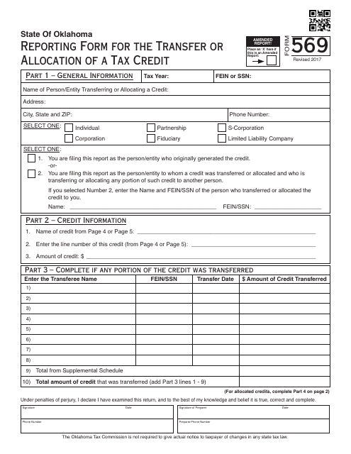 OTC Form 569  Printable Pdf