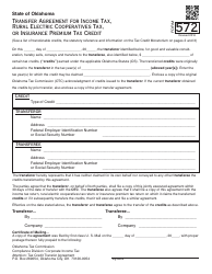 Document preview: OTC Form 572 Transfer Agreement for Income Tax,rural Electric Cooperatives Tax,or Insurance Premium Tax Credit - Oklahoma