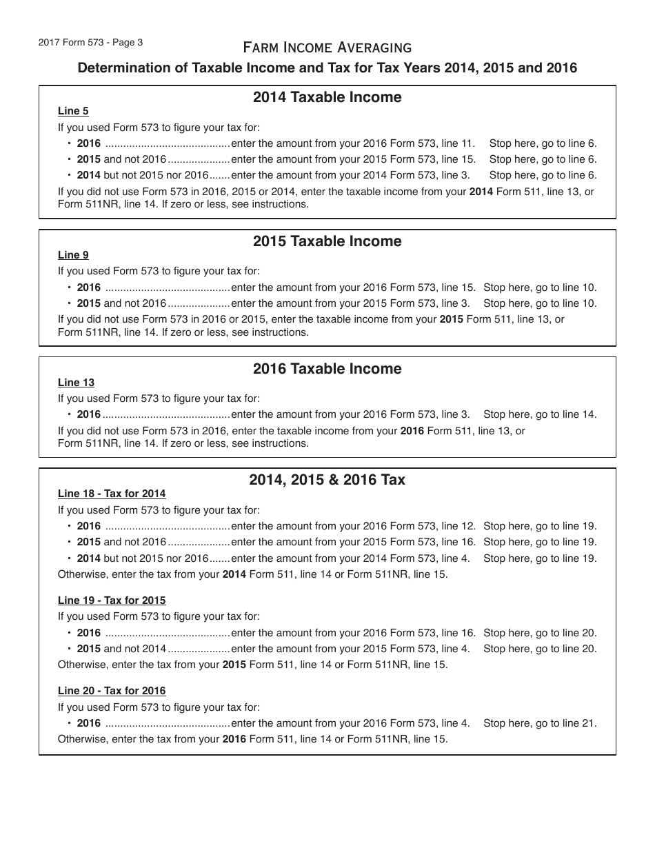 OTC Form 573 Farm Income Averaging - Oklahoma, Page 3