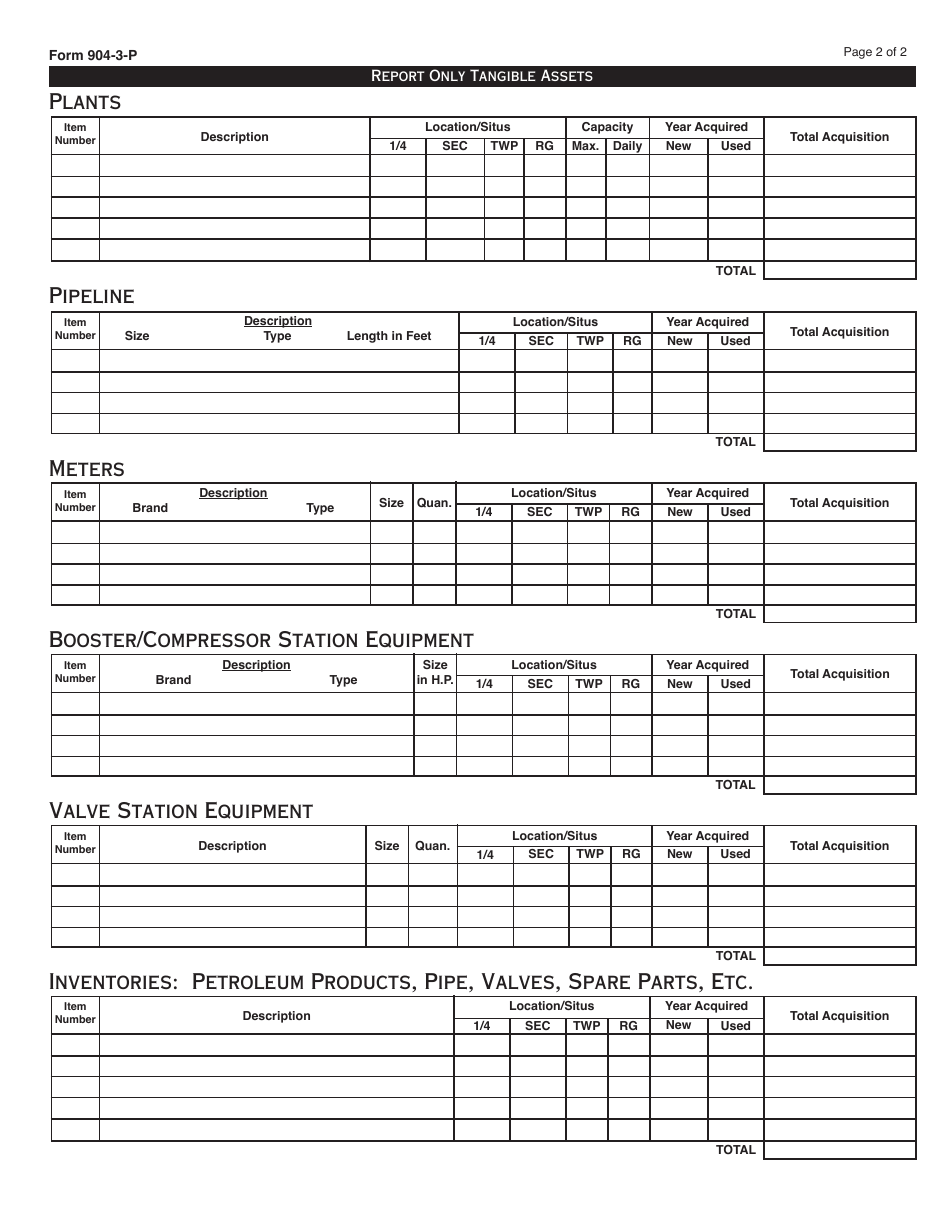 OTC Form 904-3-P Petroleum Related Asset Listing - Oklahoma, Page 2