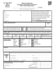 Document preview: OTC Form OTC924-B Individual Personal Property Boat Dock Rendition - Oklahoma, 2018