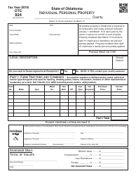 Document preview: OTC Form OTC924 Individual Personal Property - Oklahoma, 2018