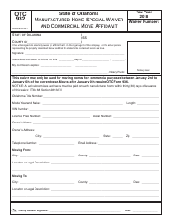 Document preview: OTC Form OTC932 Manufactured Home Special Waiver and Commercial Move Affidavit - Oklahoma