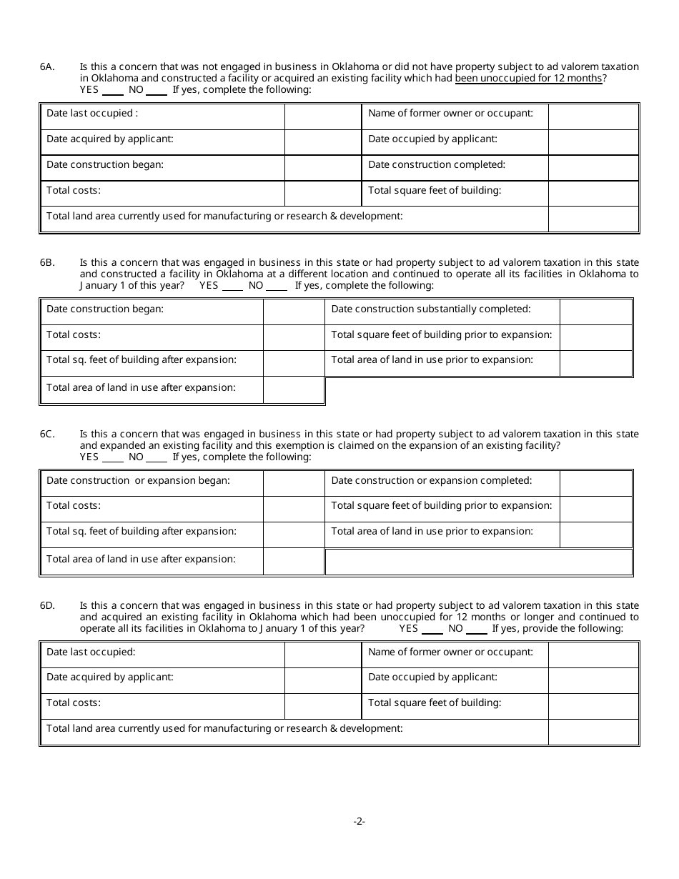 OTC Form 900XM Tax Exempt Manufacturing Application - Oklahoma, Page 3