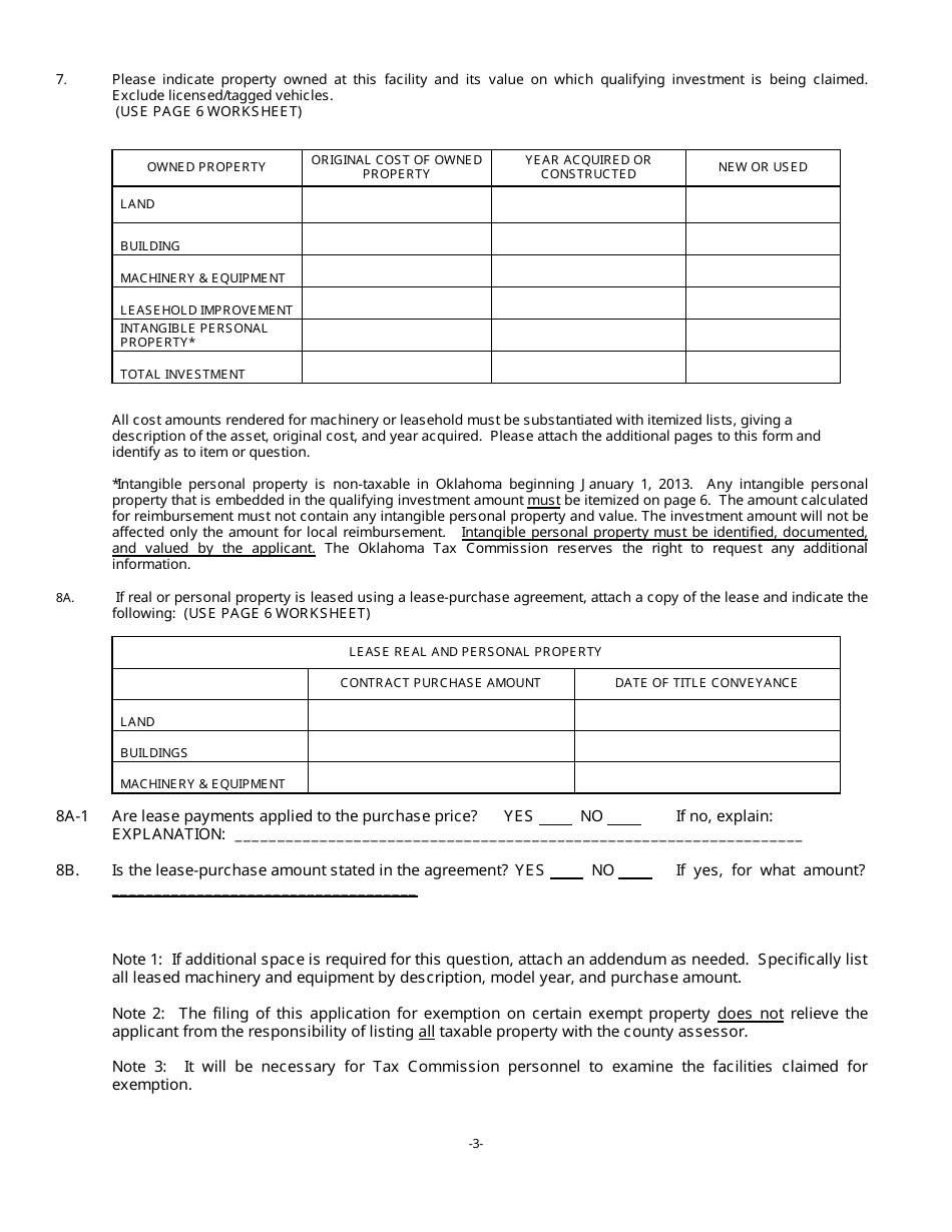 OTC Form 900XM Tax Exempt Manufacturing Application - Oklahoma, Page 4