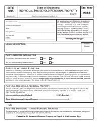 OTC Form 935 Oklahoma Household Personal Property Rendition - Oklahoma