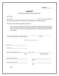 Form SA&amp;I450 &quot;County Clerk Affidavit - Board of Equalization&quot; - Oklahoma