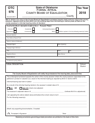 OTC Form OTC976 Formal Appeal County Board of Equalization - Oklahoma