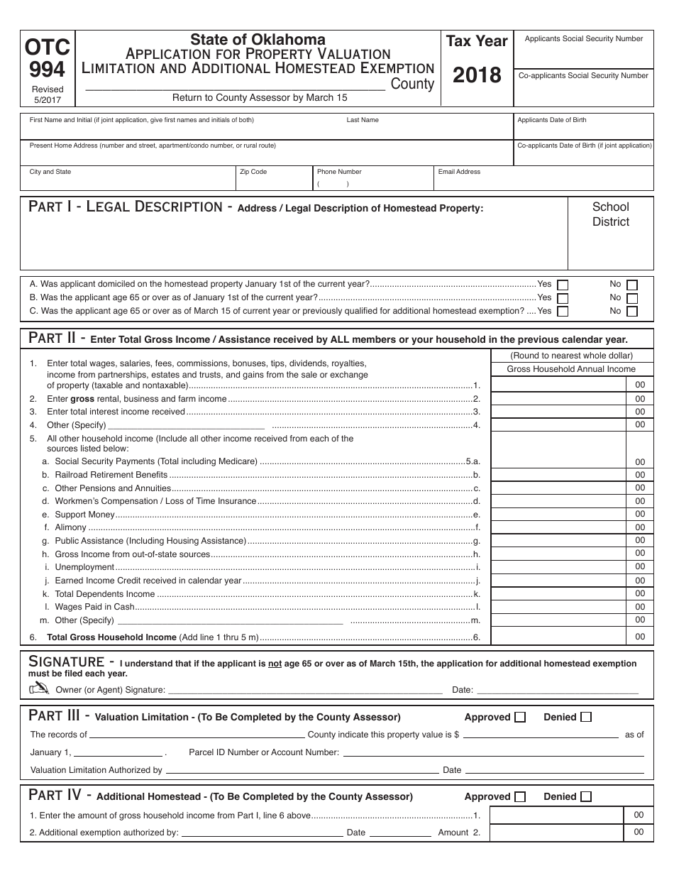 OTC Form OTC994 Download Fillable PDF or Fill Online Application for ...