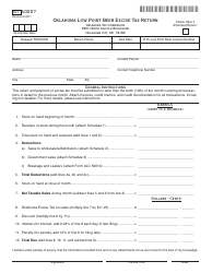 Document preview: OTC Form ALC50007 Oklahoma Low Point Beer Excise Tax Return - Oklahoma