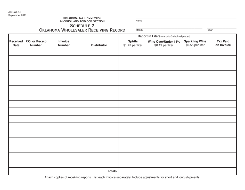 OTC Form ALCWL82 Schedule 2 Fill Out, Sign Online and Download