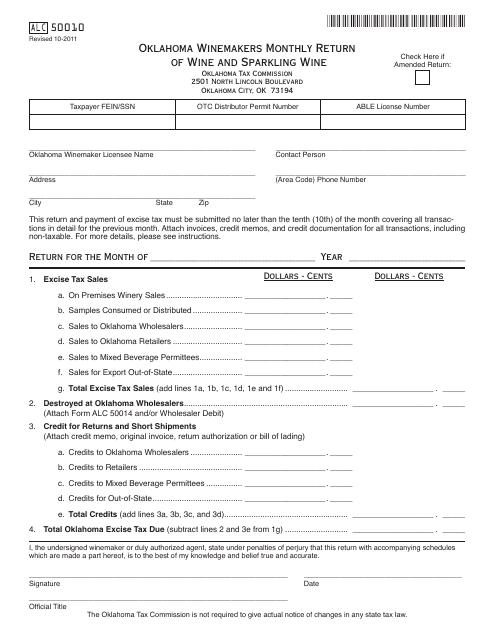 OTC Form ALC50010  Printable Pdf
