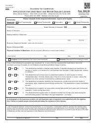 Document preview: OTC Form BM-32 Application for Used Boat and Motor Dealer License - Oklahoma