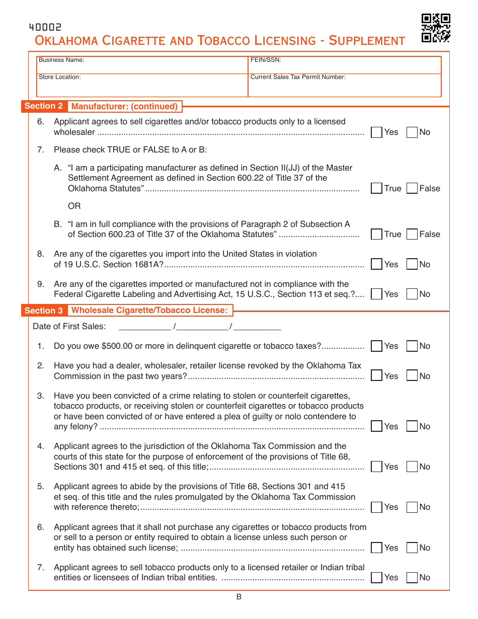 Oklahoma Business Registration Packet for Cigarette and Tobacco Licensing - Oklahoma, Page 5