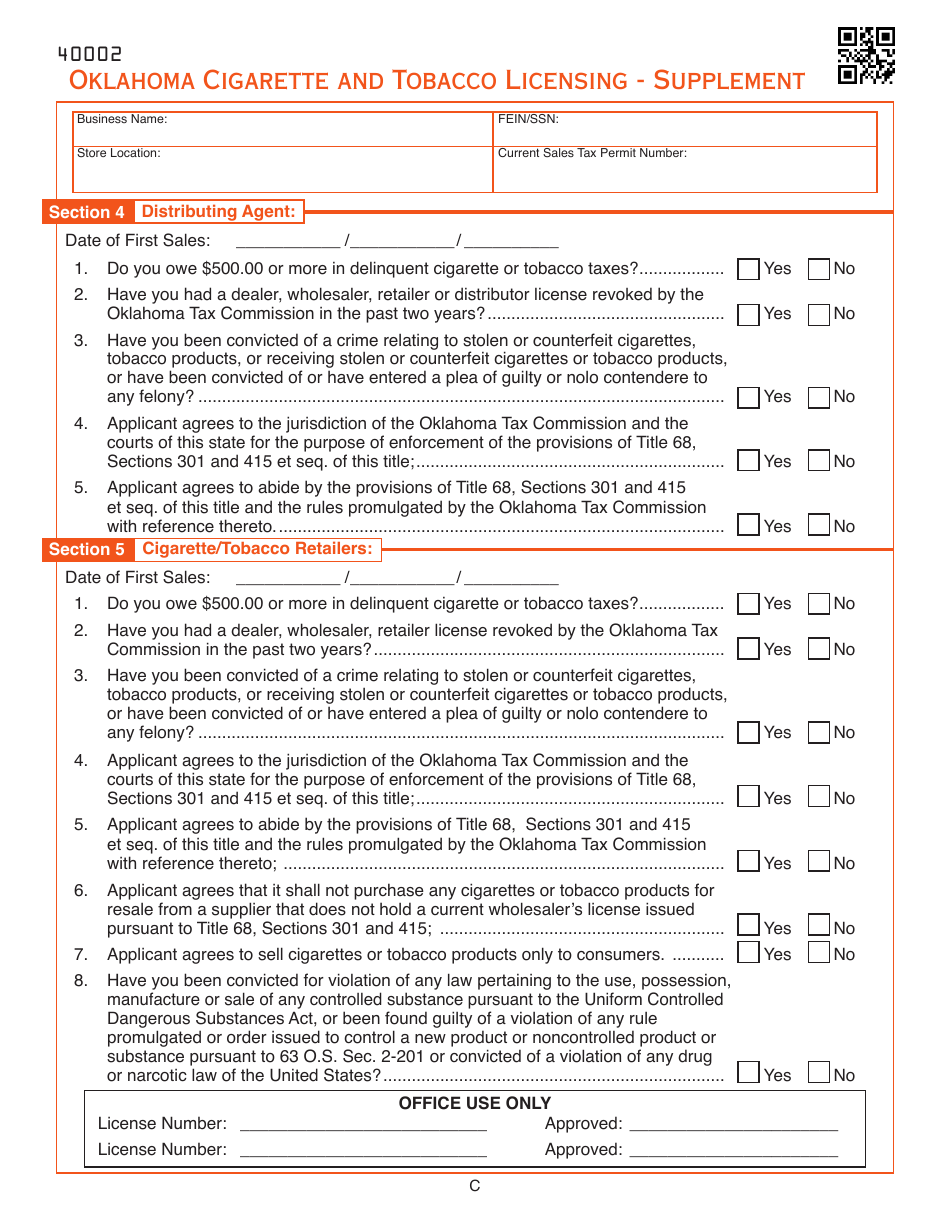 Oklahoma Business Registration Packet for Cigarette and Tobacco Licensing - Oklahoma, Page 6