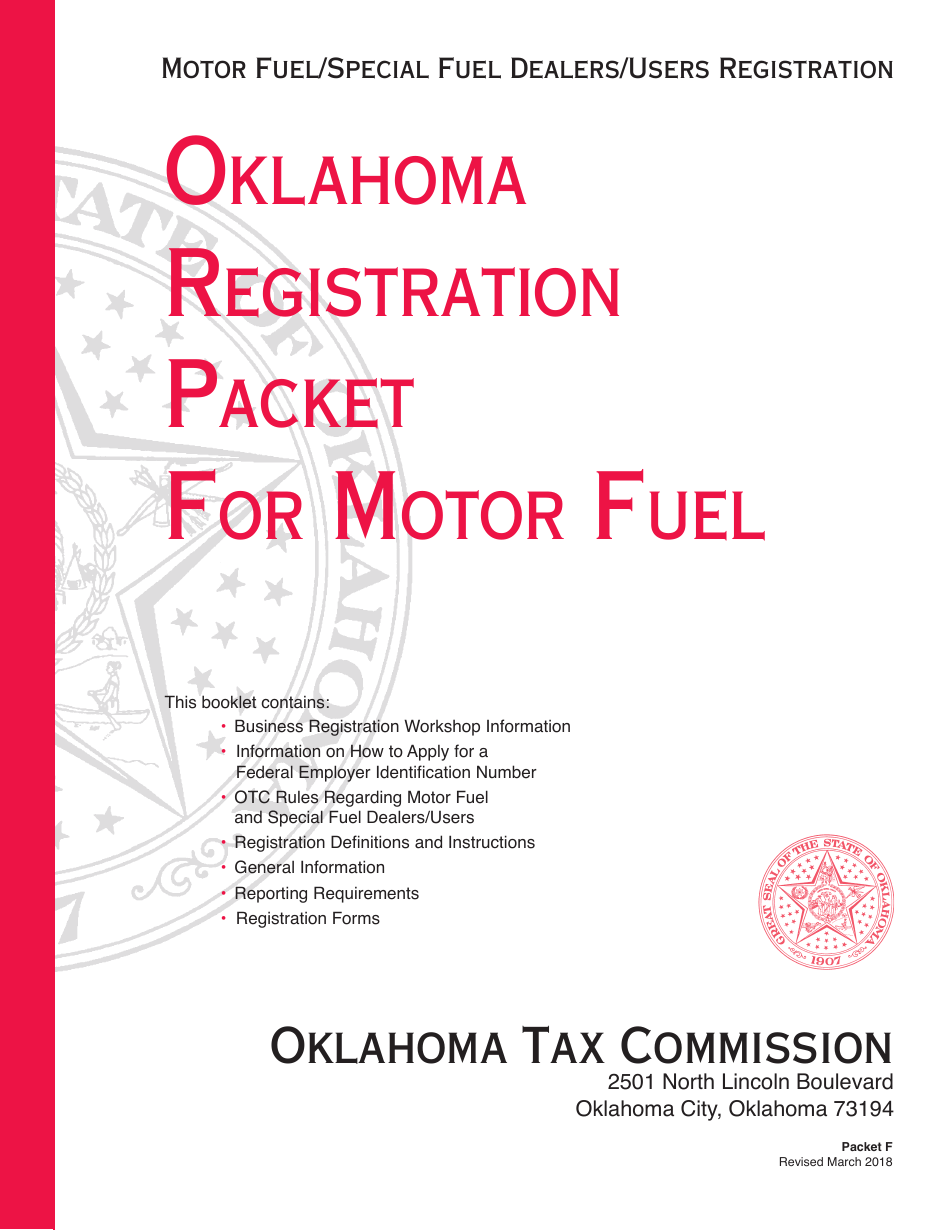 Packet F - Oklahoma Registration Packet for Motor Fuel - Oklahoma, Page 1