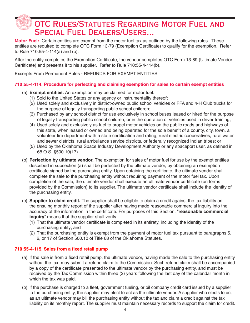 Packet F - Oklahoma Registration Packet for Motor Fuel - Oklahoma, Page 6