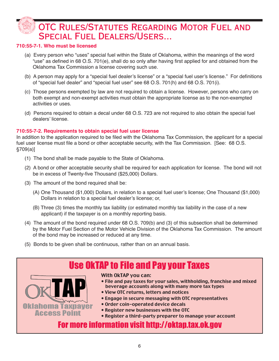 Packet F - Oklahoma Registration Packet for Motor Fuel - Oklahoma, Page 8