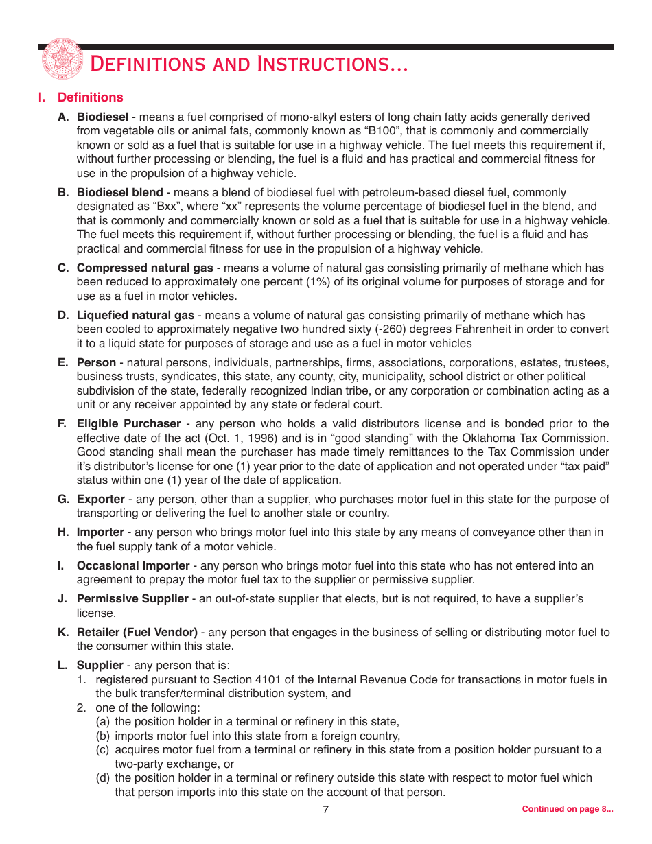 Packet F - Oklahoma Registration Packet for Motor Fuel - Oklahoma, Page 9