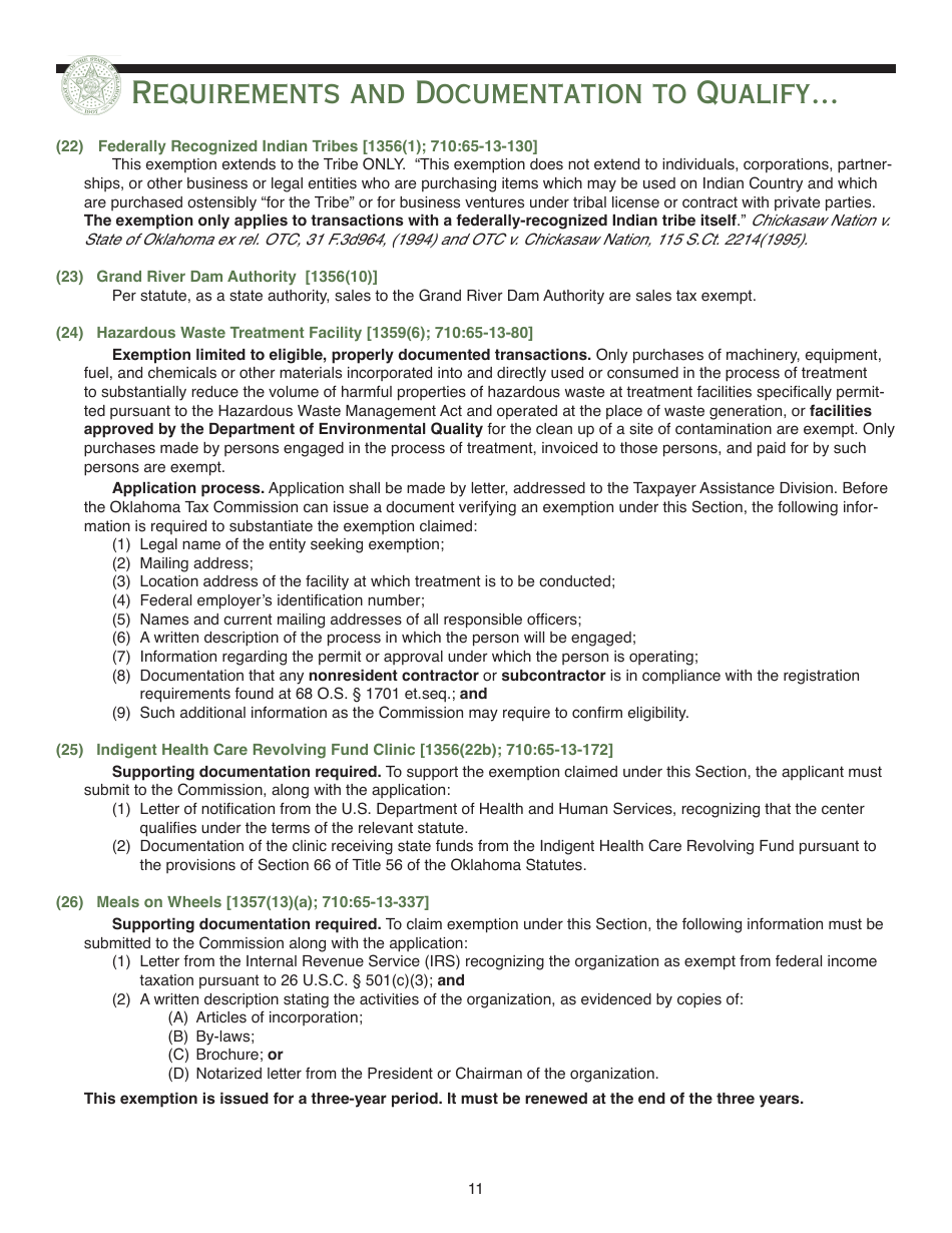 Packet E - Oklahoma Sales Tax Exemption Packet - Oklahoma, Page 14