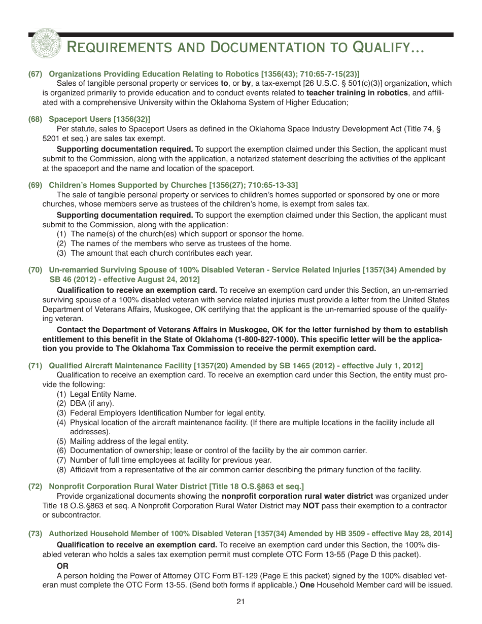 Packet E - Oklahoma Sales Tax Exemption Packet - Oklahoma, Page 24