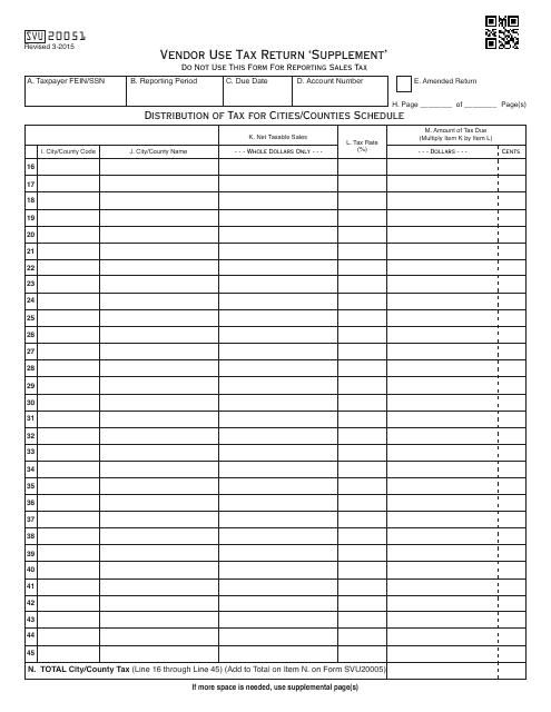 OTC Form SVU20051  Printable Pdf