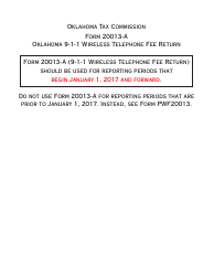 Document preview: OTC Form 20013-A Oklahoma 9-1-1 Wireless Telephone Fee Return - Oklahoma