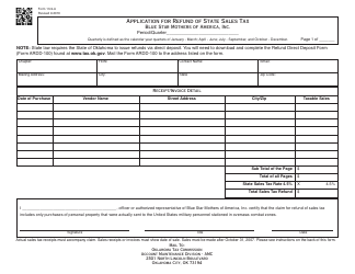 OTC Form 13-9-A Application for Refund of State Sales Tax - Oklahoma