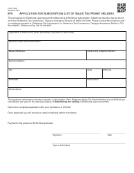Document preview: OTC Form 13-98 Application for Subscription List of Sales Tax Permit Holders - Oklahoma