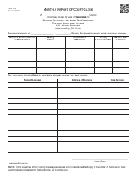 Document preview: OTC Form 15-8 Monthly Report of Court Clerk - Oklahoma