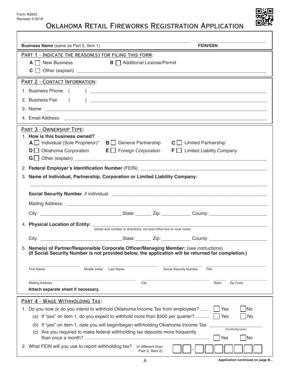 OTC Form 40003 - Fill Out, Sign Online and Download Fillable PDF ...