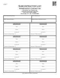 Document preview: OTC Form BT-177 Subcontractor List - Nonresident Contractor - Oklahoma