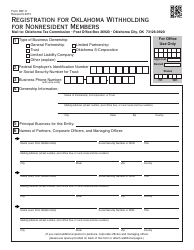 OTC Form OW-11 Registration for Oklahoma Withholding for Nonresident Members - Oklahoma