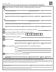 OTC Form OW-11 Registration for Oklahoma Withholding for Nonresident Members - Oklahoma, Page 2