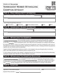 OTC Form OW-15 Nonresident Member Withholding Exemption Affidavit - Oklahoma, Page 2