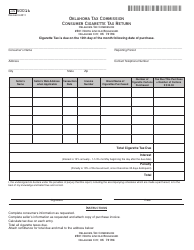 Document preview: OTC Form CIG50016 Consumer Cigarette Tax Return - Oklahoma